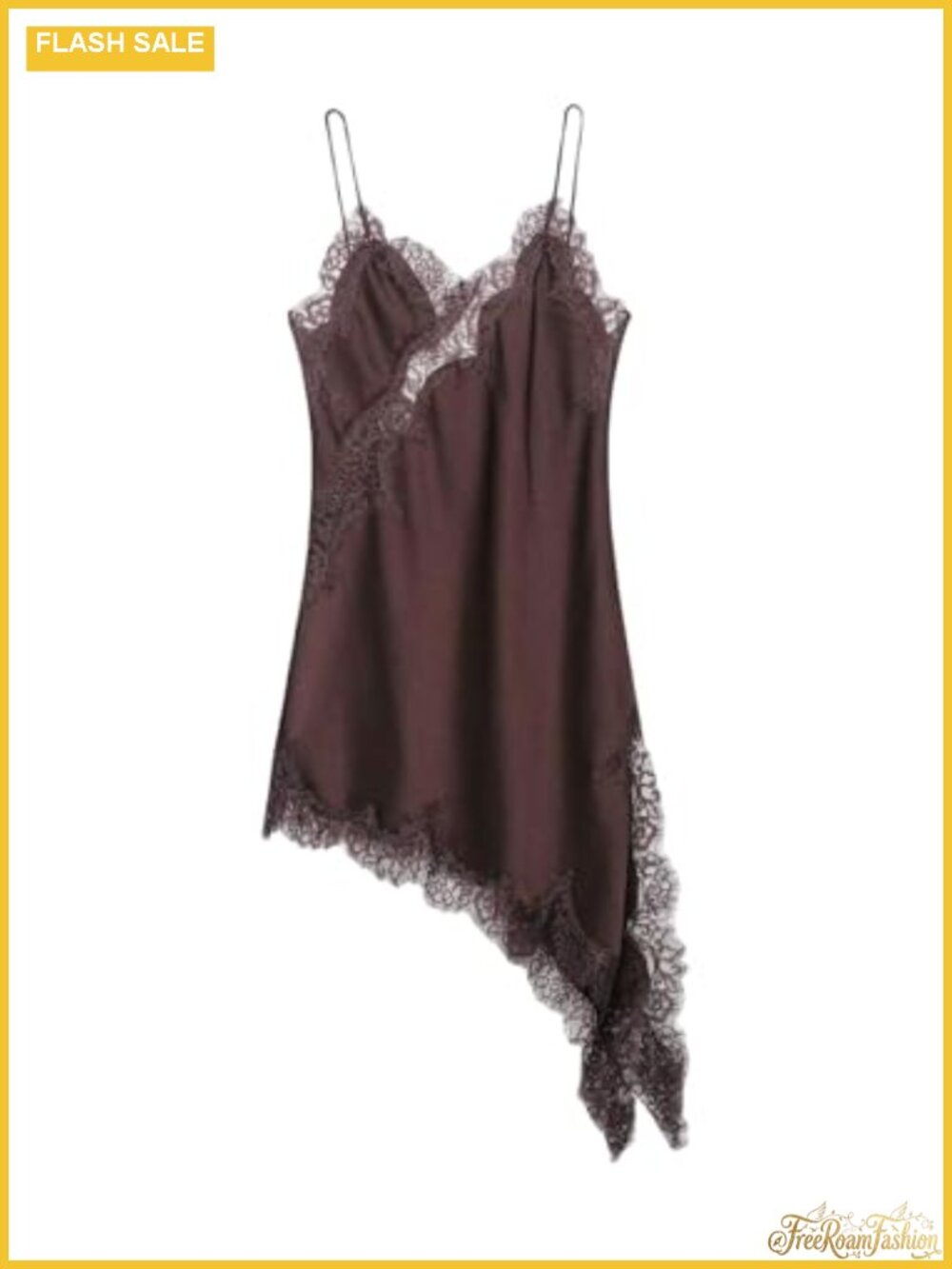 Satin Slip Dress Asymmetrical Layering Top V-Neck Sleeveless Party